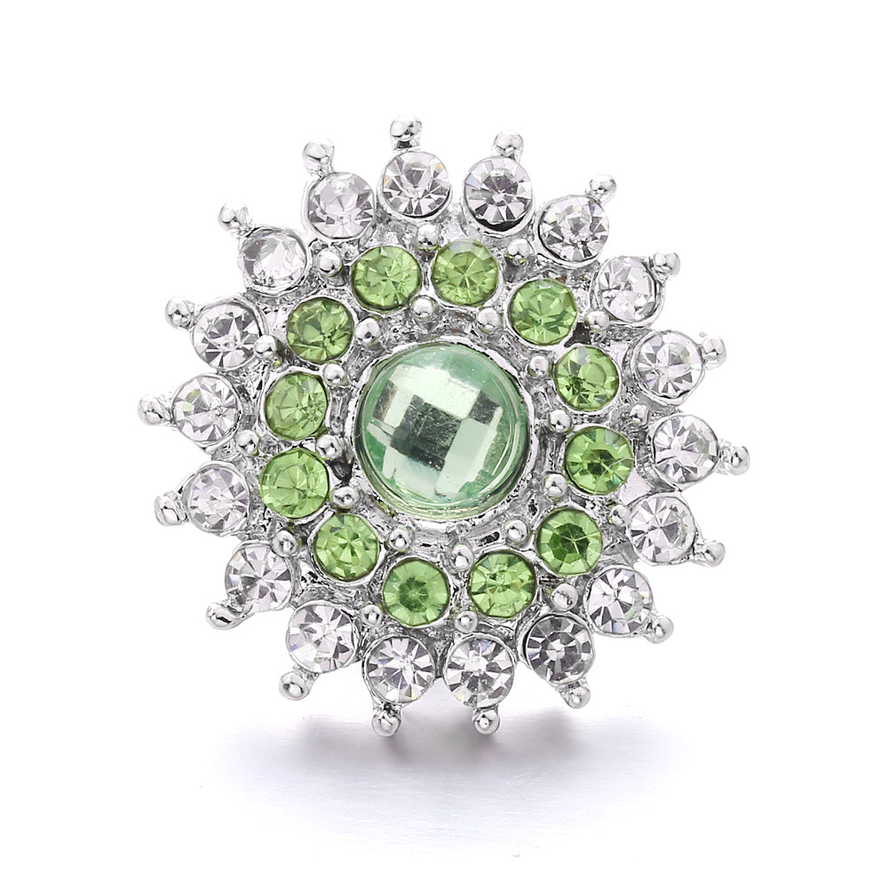 18mm Forest Green Rhinestone Snap  Charm | Interchangeable Jewelry Charm