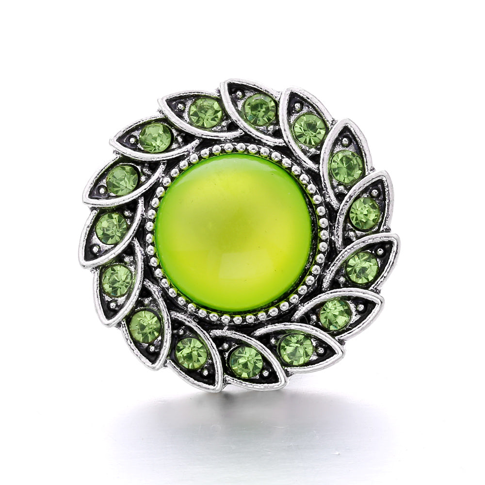 18mm Forest Green Rhinestone Snap  Charm | Interchangeable Jewelry Charm