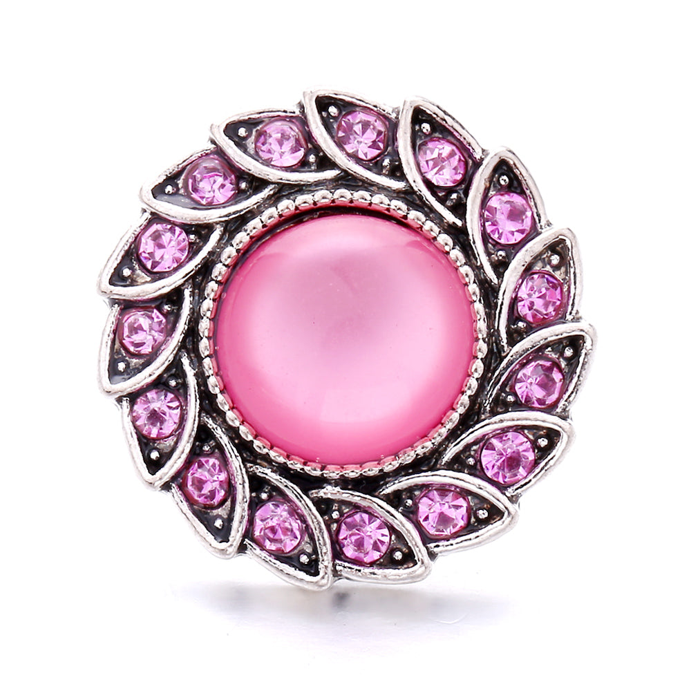 Pink Rhinestone 18mm Snap Charms | Sparkling Interchangeable Jewelry