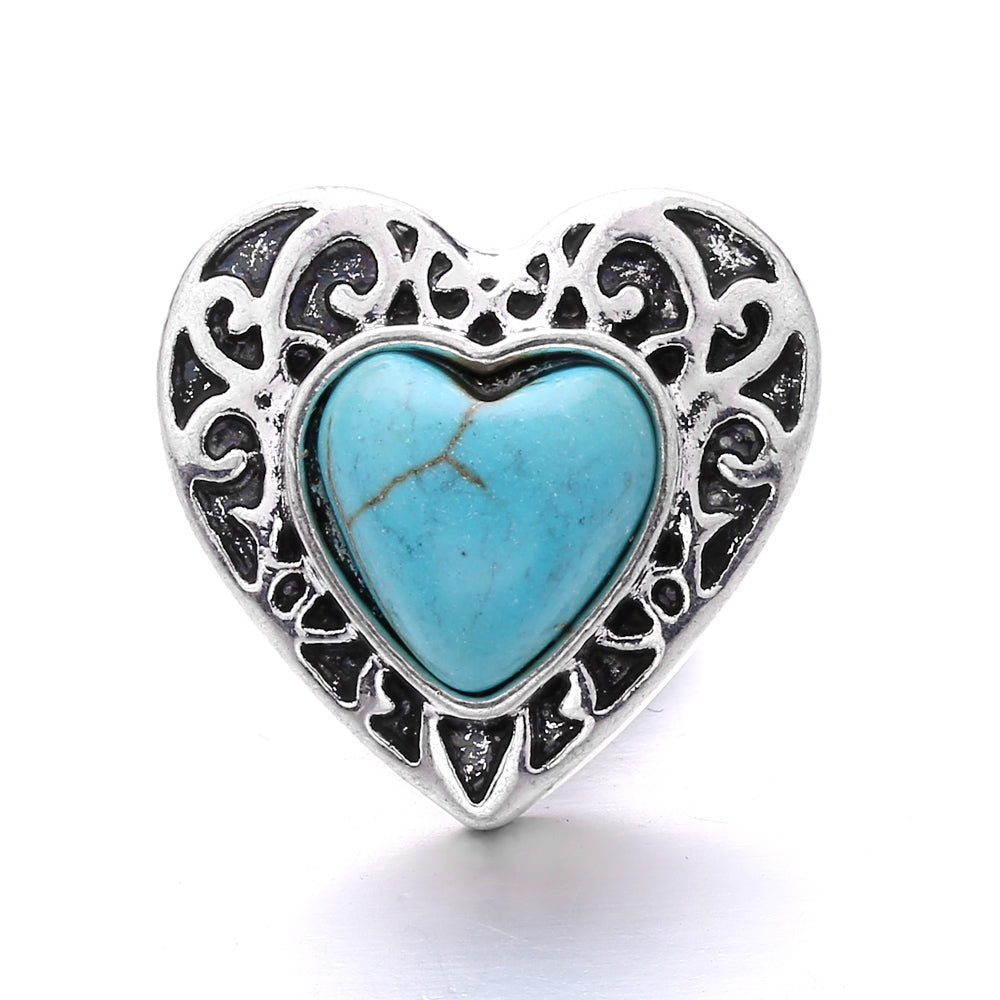 Turquoise Snap Button Charm 18mm Zinc Alloy Interchangeable Charms
