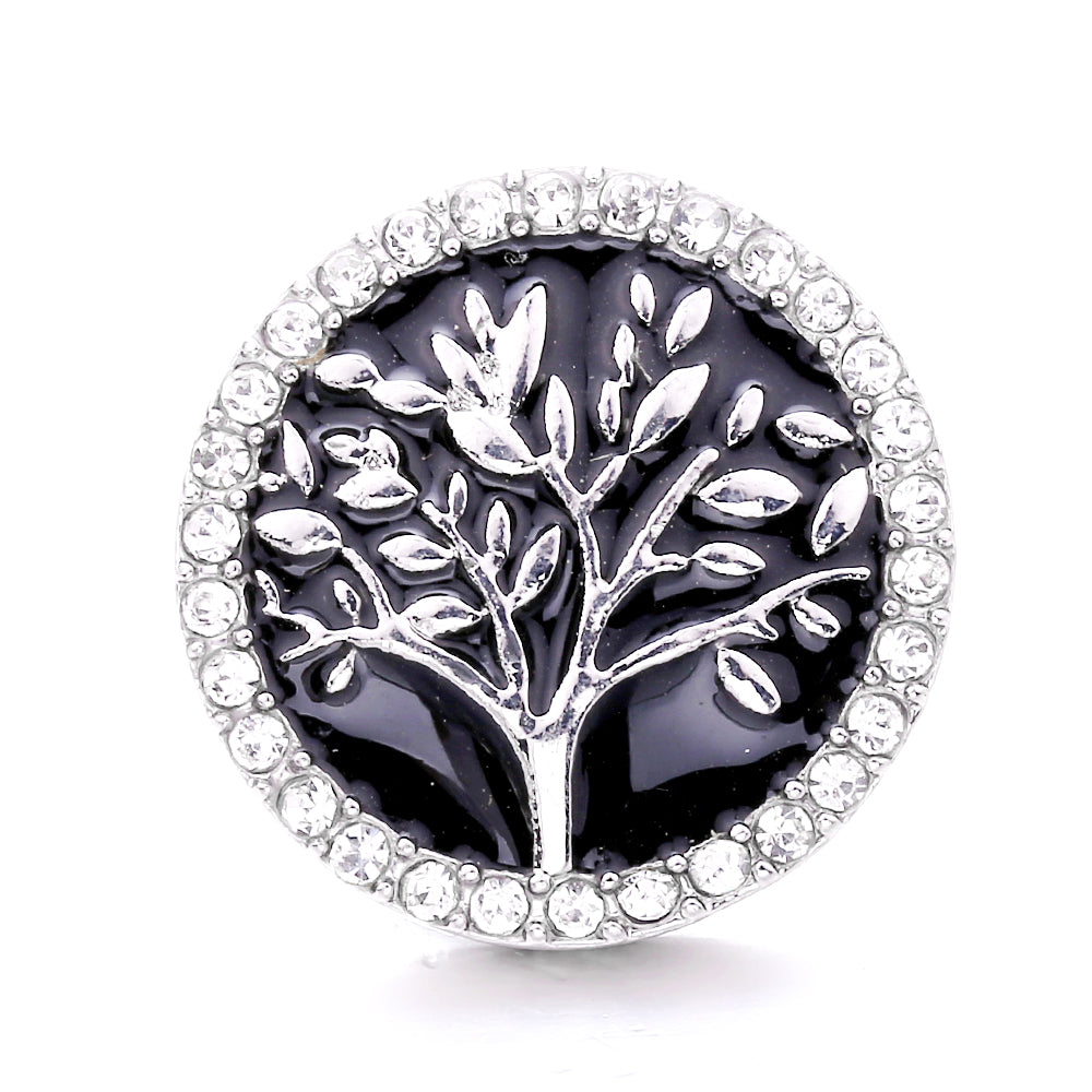 Black Rhinestone Snap Button Charms for DIY Jewelry