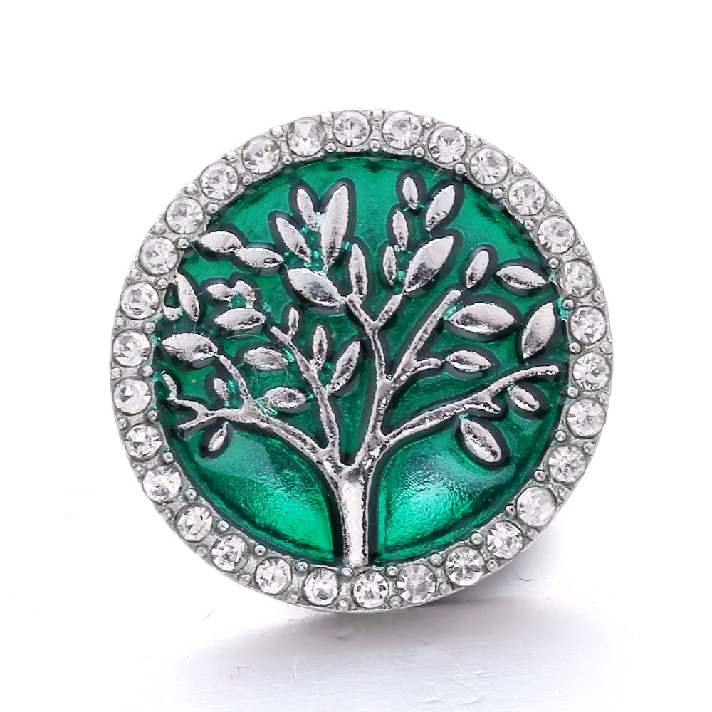 18mm Forest Green Rhinestone Snap  Charm | Interchangeable Jewelry Charm