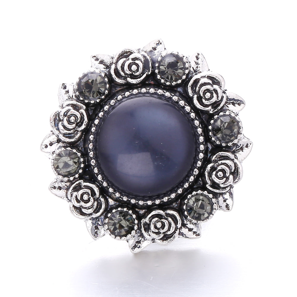 Black Rhinestone Snap Button Charms for DIY Jewelry