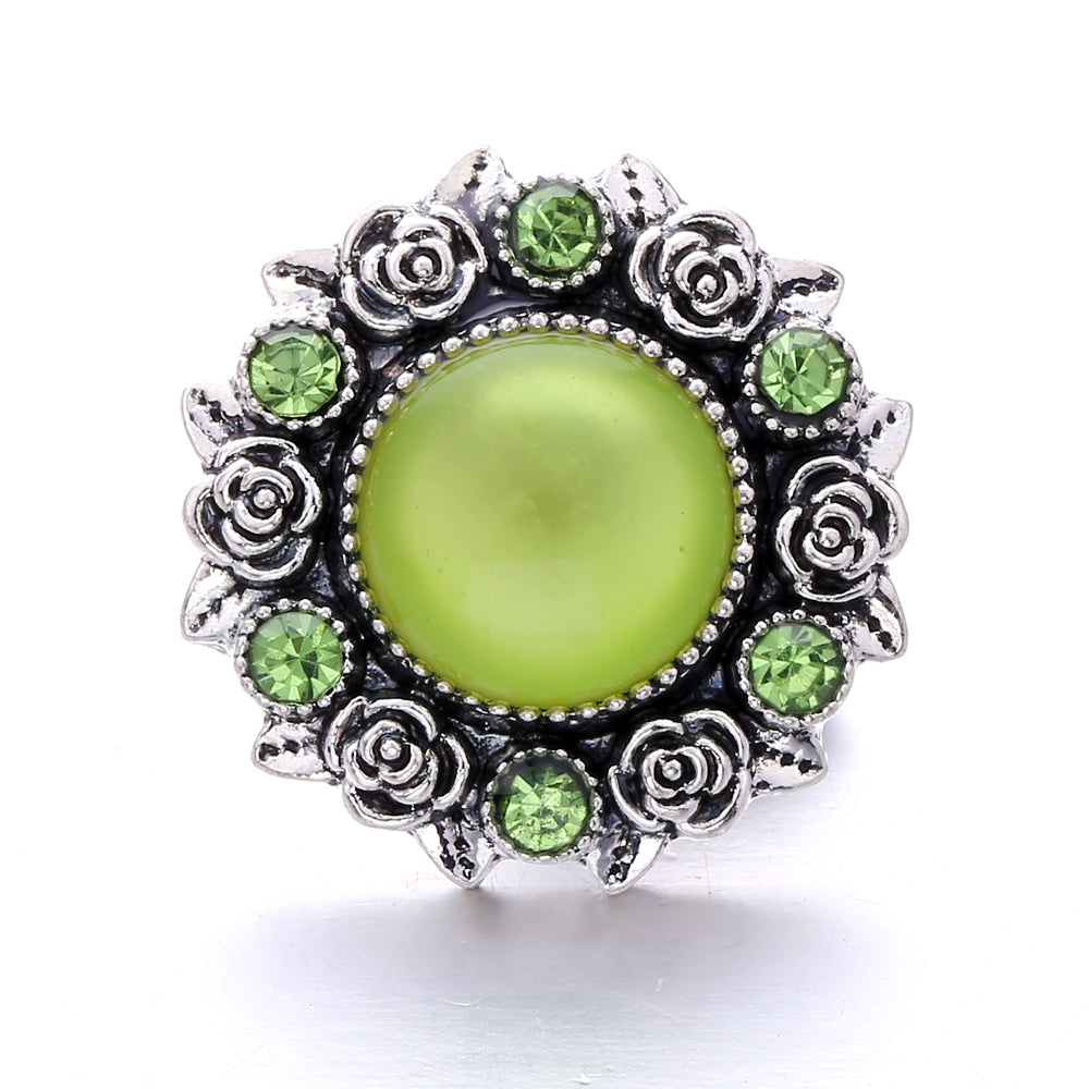 18mm Forest Green Rhinestone Snap  Charm | Interchangeable Jewelry Charm