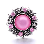 Vintage Pink Rhinestone 18mm Snap Charm | Retro Interchangeable Jewelry Charm