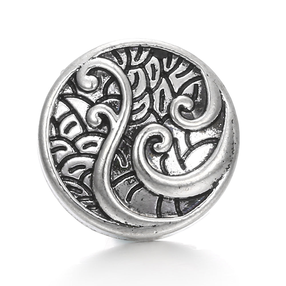 18mm Alloy Engraved Snap Charms Animal Floral and Sentimental Motifs
