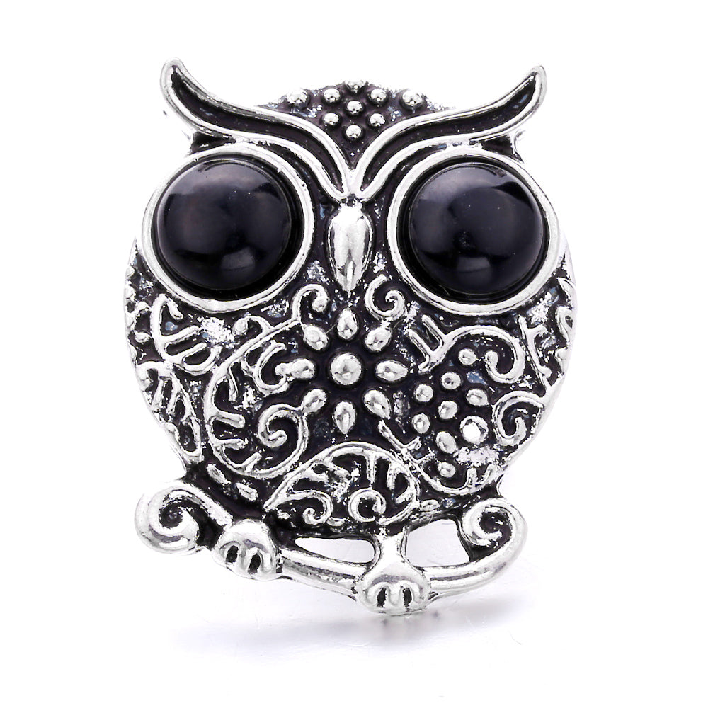 Black Rhinestone Snap Button Charms for DIY Jewelry