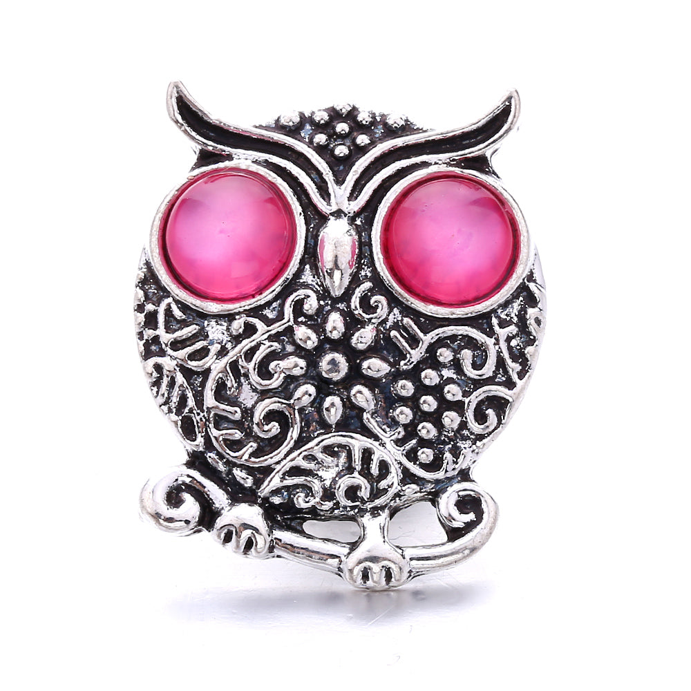 Vintage Pink Rhinestone 18mm Snap Charm | Retro Interchangeable Jewelry Charm