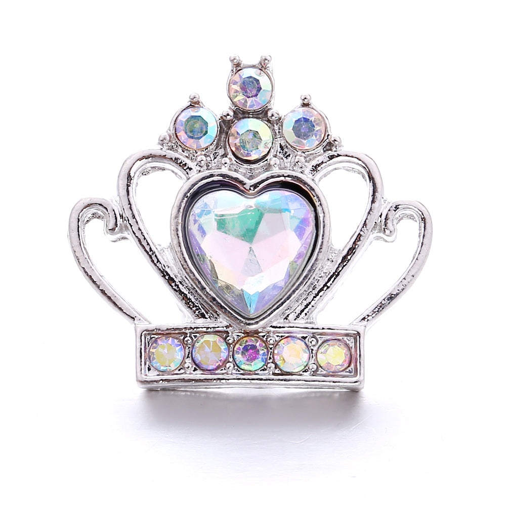 Shiny Rhinestone Inlaid 18mm Snap Button Charm Zinc Alloy Charms