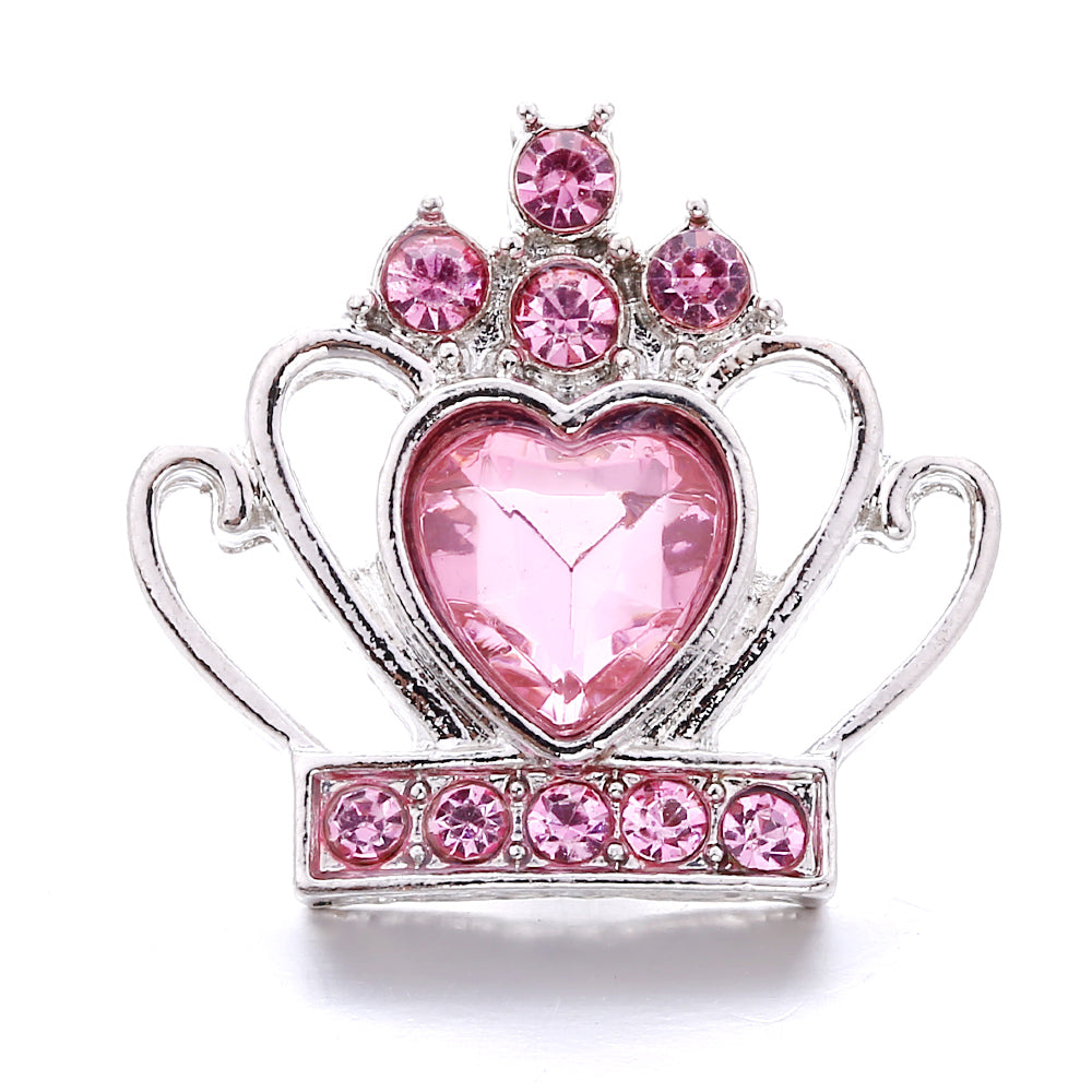Vintage Pink Rhinestone 18mm Snap Charm | Retro Interchangeable Jewelry Charm