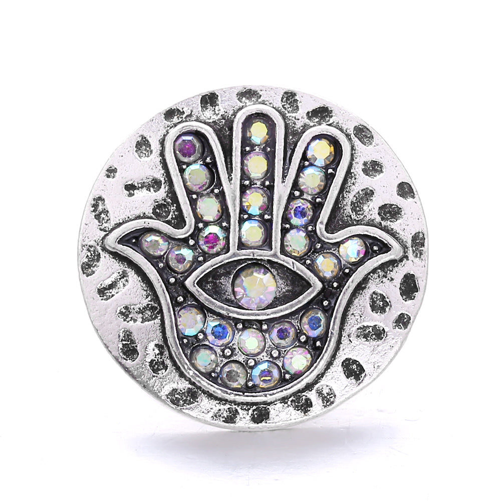 Shiny Rhinestone Inlaid 18mm Snap Button Charm Zinc Alloy Charms