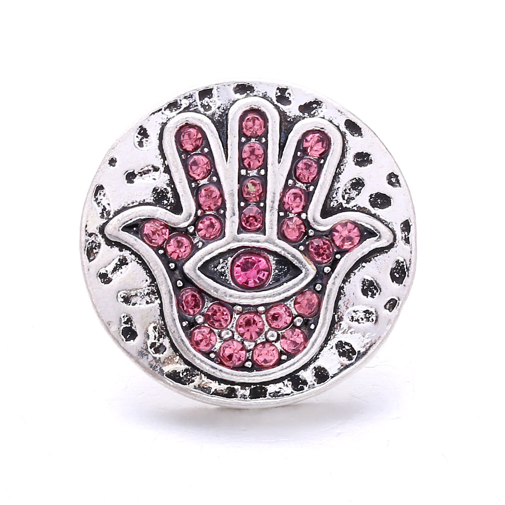 Vintage Pink Rhinestone 18mm Snap Charm | Retro Interchangeable Jewelry Charm