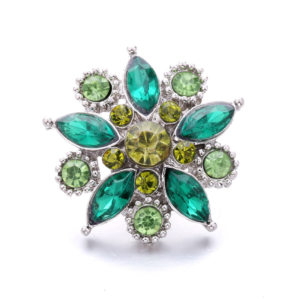18mm Forest Green Rhinestone Snap  Charm | Interchangeable Jewelry Charm
