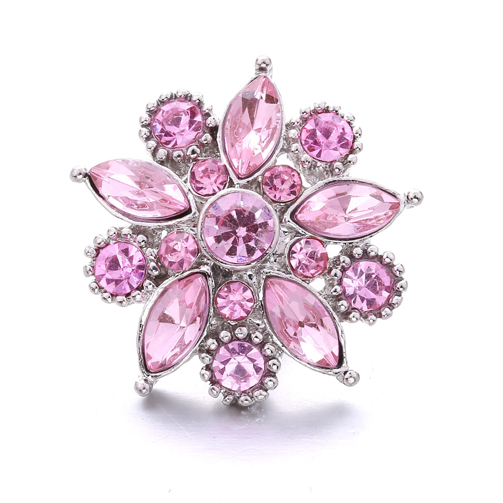 Vintage Pink Rhinestone 18mm Snap Charm | Retro Interchangeable Jewelry Charm