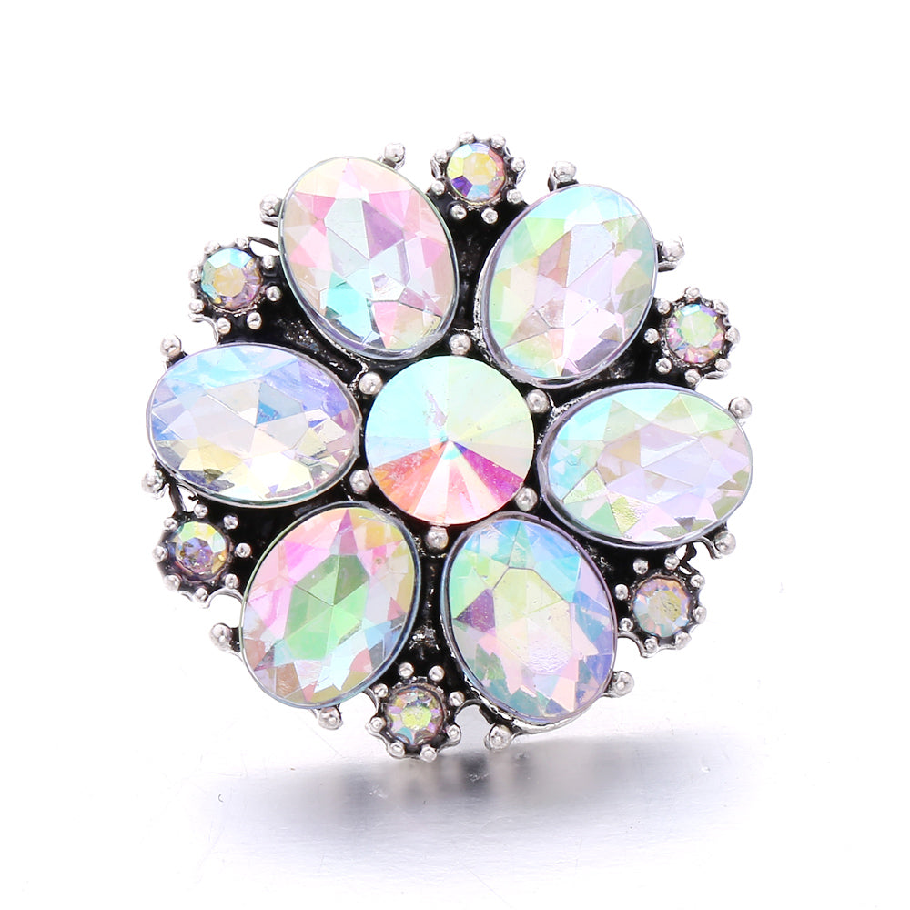 Shiny Rhinestone Inlaid 18mm Snap Button Charm Zinc Alloy Charms