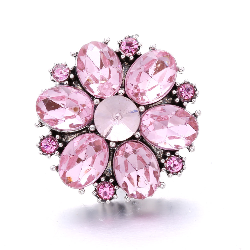 Vintage Pink Rhinestone 18mm Snap Charm | Retro Interchangeable Jewelry Charm