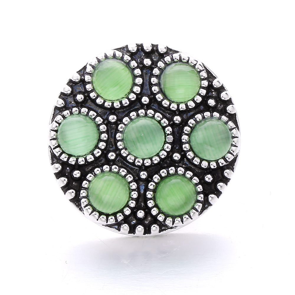 18mm Forest Green Rhinestone Snap  Charm | Interchangeable Jewelry Charm