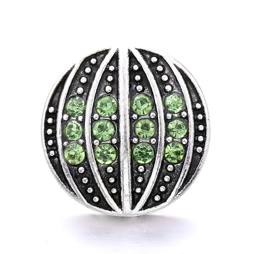 18mm Forest Green Rhinestone Snap  Charm | Interchangeable Jewelry Charm