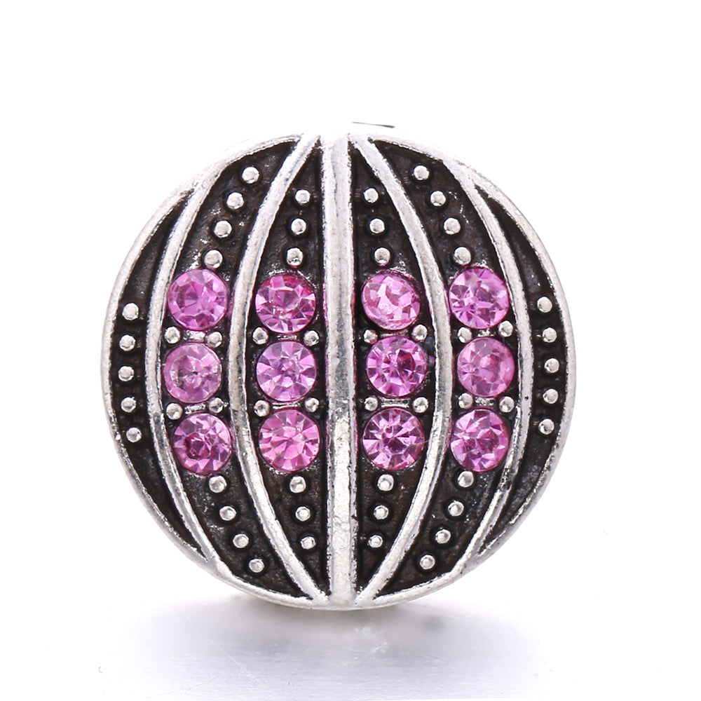 Vintage Pink Rhinestone 18mm Snap Charm | Retro Interchangeable Jewelry Charm