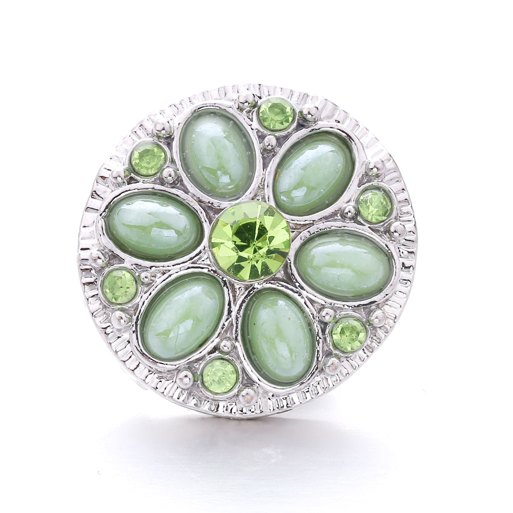 18mm Forest Green Rhinestone Snap  Charm | Interchangeable Jewelry Charm