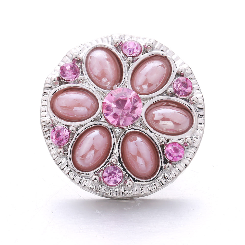 Vintage Pink Rhinestone 18mm Snap Charm | Retro Interchangeable Jewelry Charm