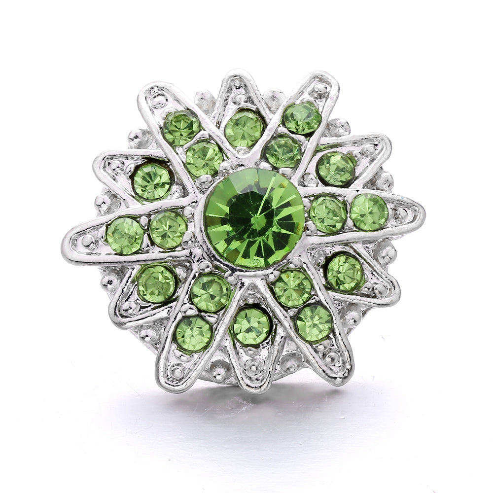 18mm Forest Green Rhinestone Snap  Charm | Interchangeable Jewelry Charm