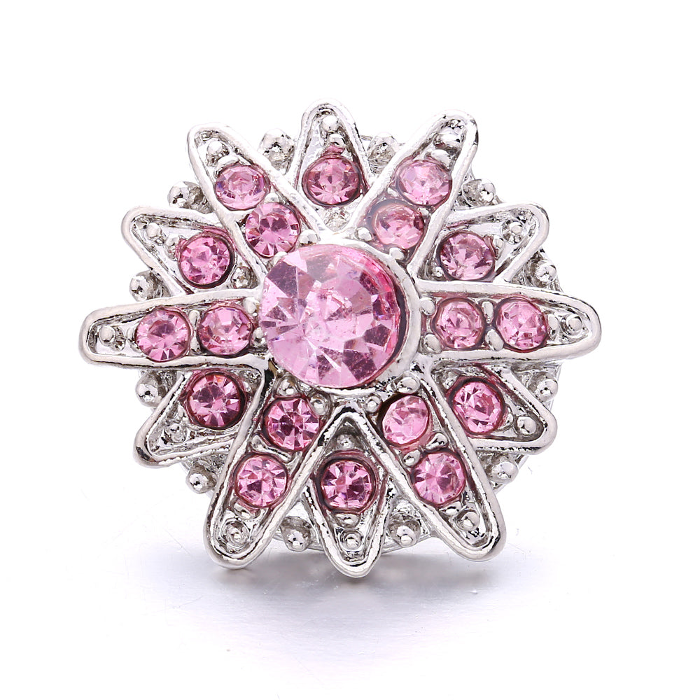 Vintage Pink Rhinestone 18mm Snap Charm | Retro Interchangeable Jewelry Charm