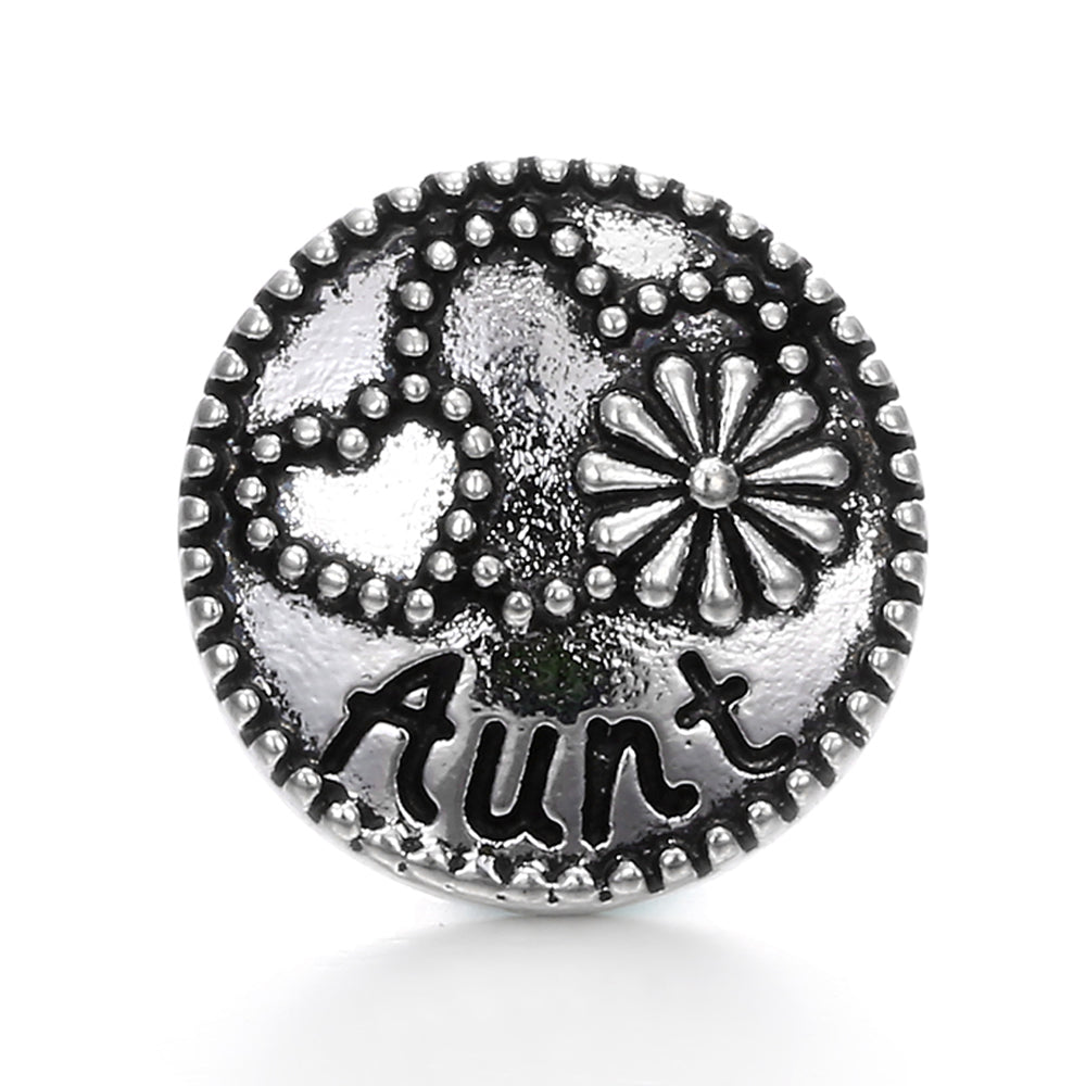 18mm Alloy Engraved Snap Charms Animal Floral and Sentimental Motifs