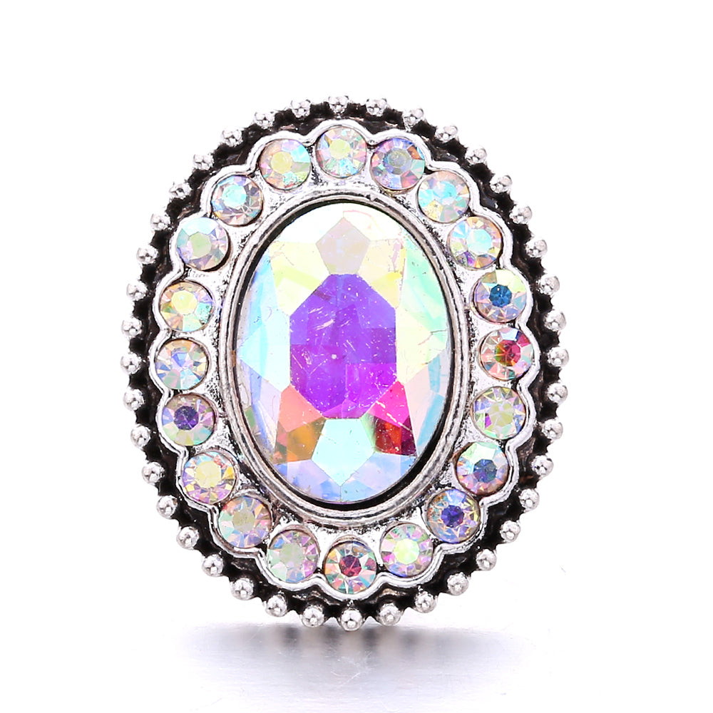 Shiny Rhinestone Inlaid 18mm Snap Button Charm Zinc Alloy Charms