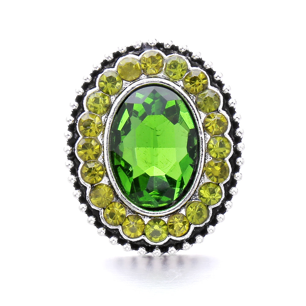 18mm Forest Green Rhinestone Snap  Charm | Interchangeable Jewelry Charm