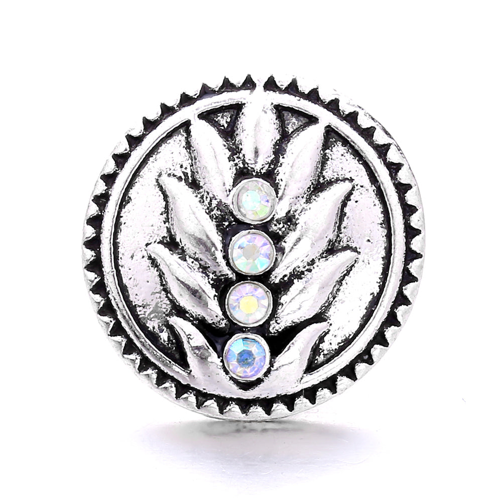 Shiny Rhinestone Inlaid 18mm Snap Button Charm Zinc Alloy Charms
