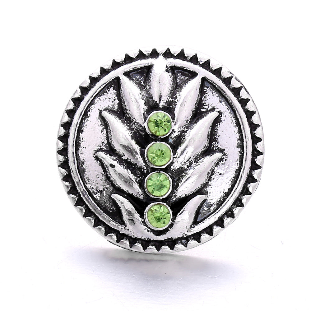 18mm Forest Green Rhinestone Snap  Charm | Interchangeable Jewelry Charm