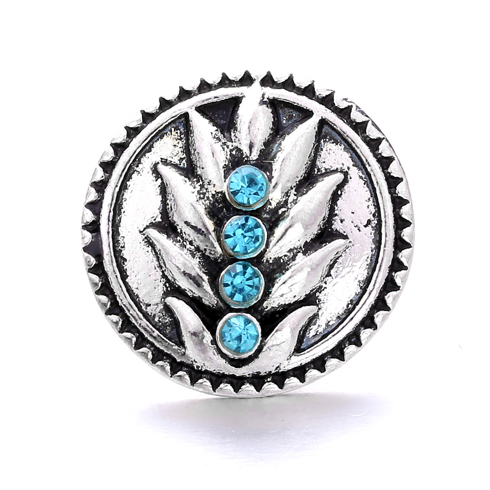 18mm Blue Rhinestone Interchangeable Snap Charm | Snap Jewelry
