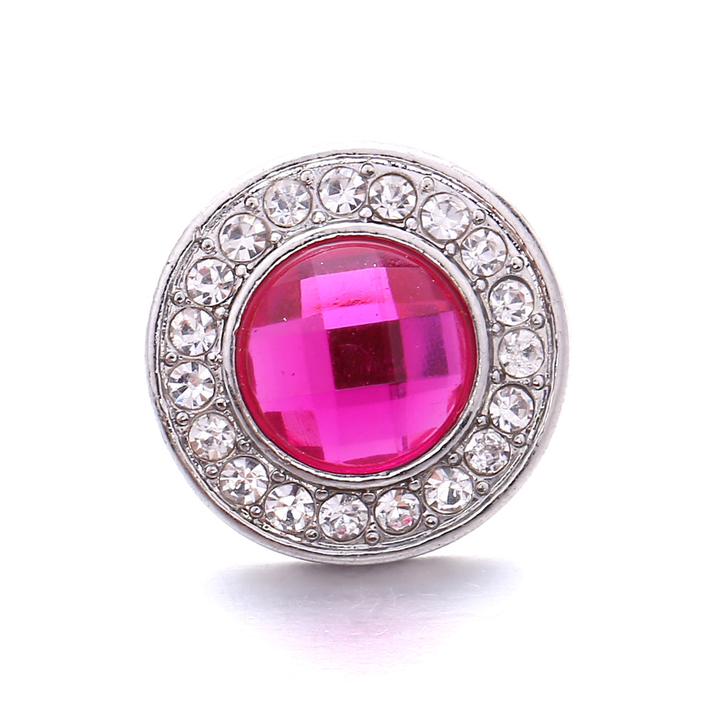 18mm Pink Rhinestone Snap Charm | Interchangeable Crystal Jewelry Charm