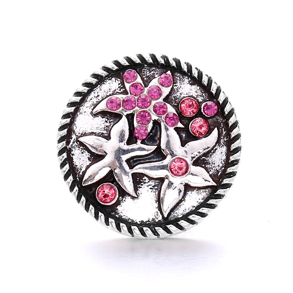 18mm Pink Rhinestone Snap Charm | Interchangeable Crystal Jewelry Charm