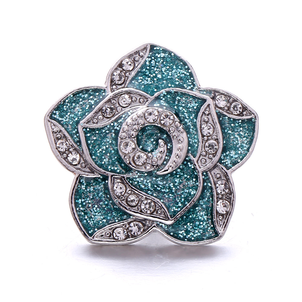 18mm Blue Rhinestone Interchangeable Snap Charm | Snap Jewelry