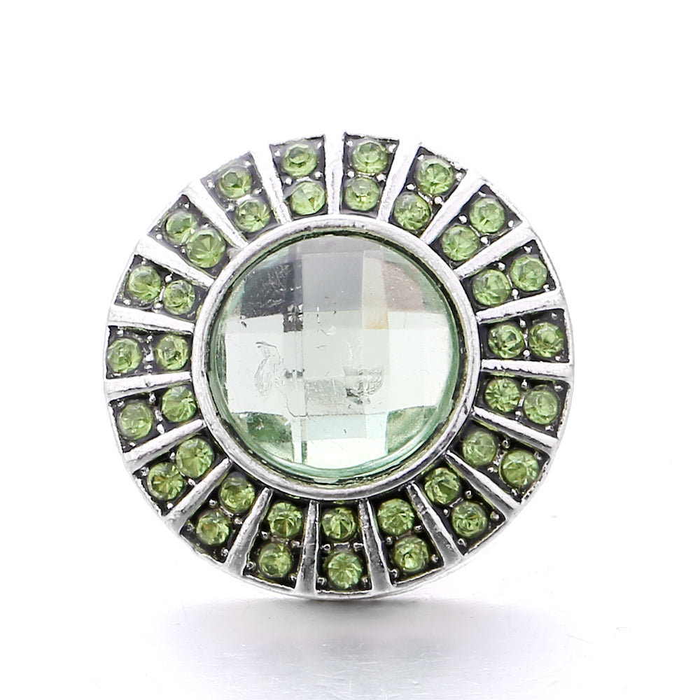 18mm Forest Green Rhinestone Snap  Charm | Interchangeable Jewelry Charm