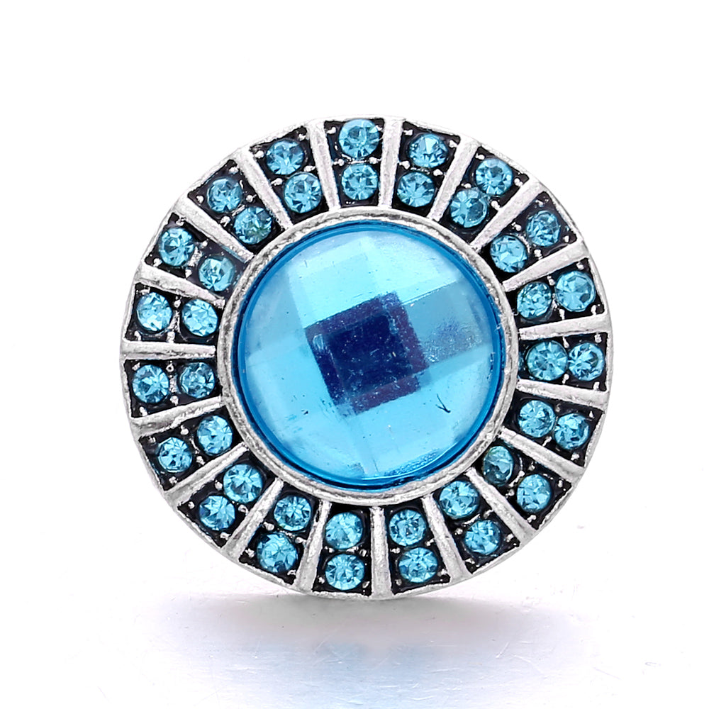 18mm Blue Rhinestone Interchangeable Snap Charm | Snap Jewelry