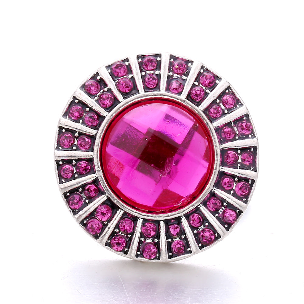 18mm Pink Rhinestone Snap Charm | Interchangeable Crystal Jewelry Charm