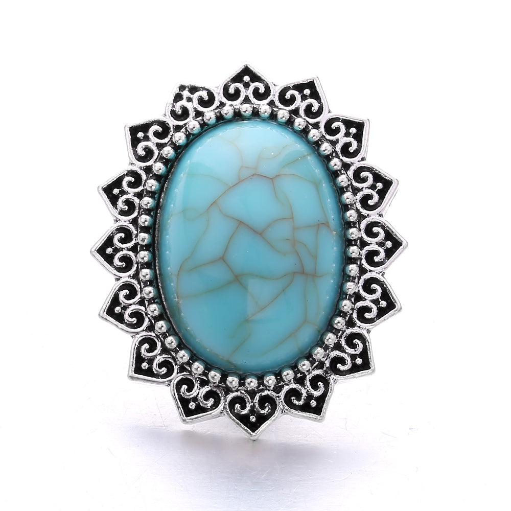 Turquoise Snap Button Charm 18mm Zinc Alloy Interchangeable Charms