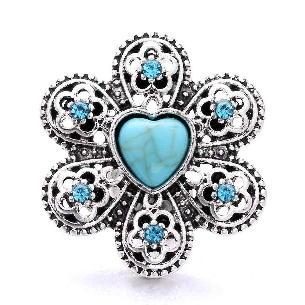 Turquoise Snap Button Charm 18mm Zinc Alloy Interchangeable Charms