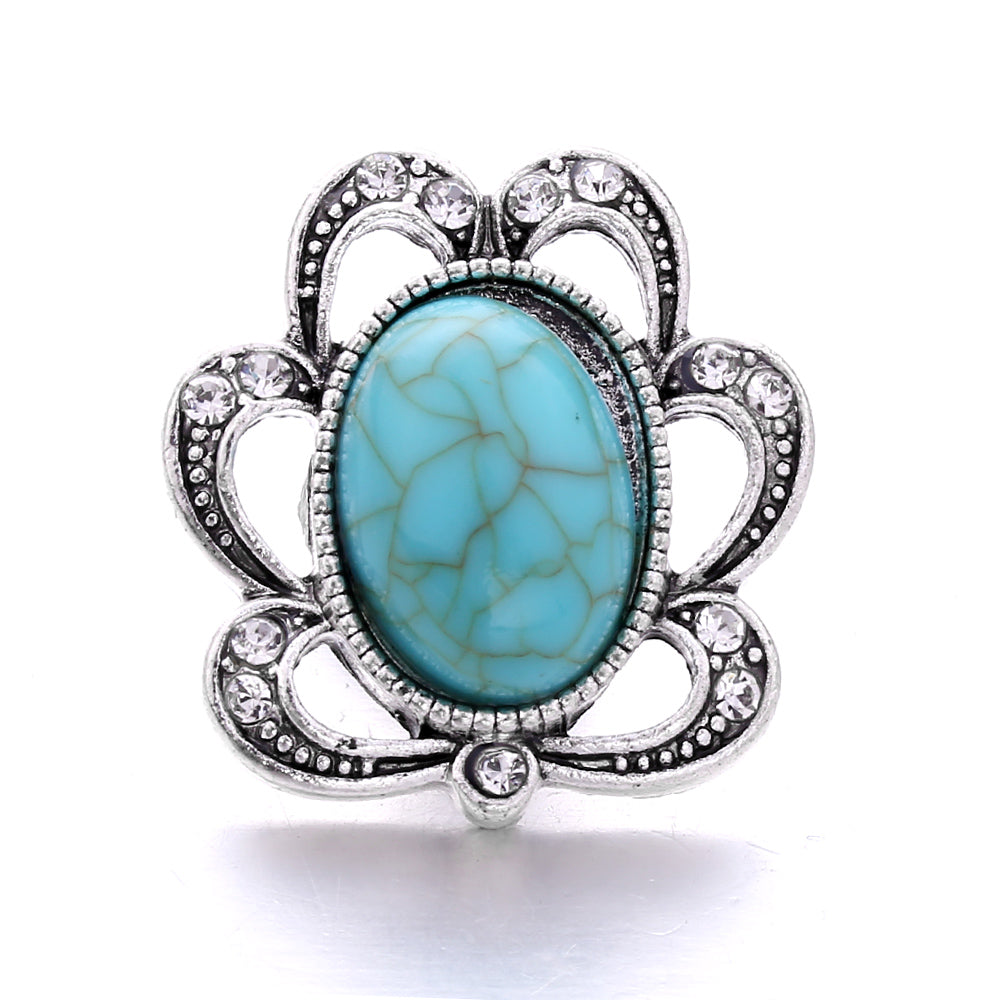 Turquoise Snap Button Charm 18mm Zinc Alloy Interchangeable Charms