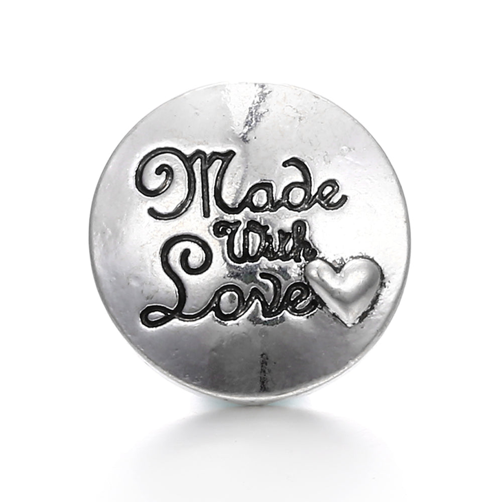 18mm Alloy Engraved Snap Charms Animal Floral and Sentimental Motifs