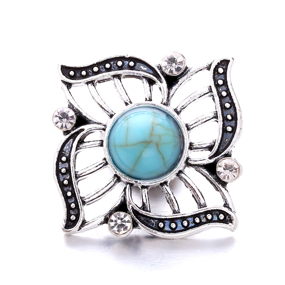 Turquoise Snap Button Charm 18mm Zinc Alloy Interchangeable Charms