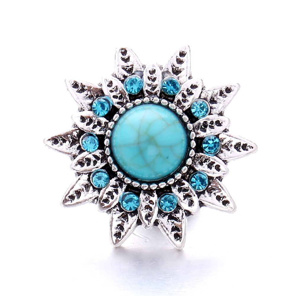 Turquoise Snap Button Charm 18mm Zinc Alloy Interchangeable Charms