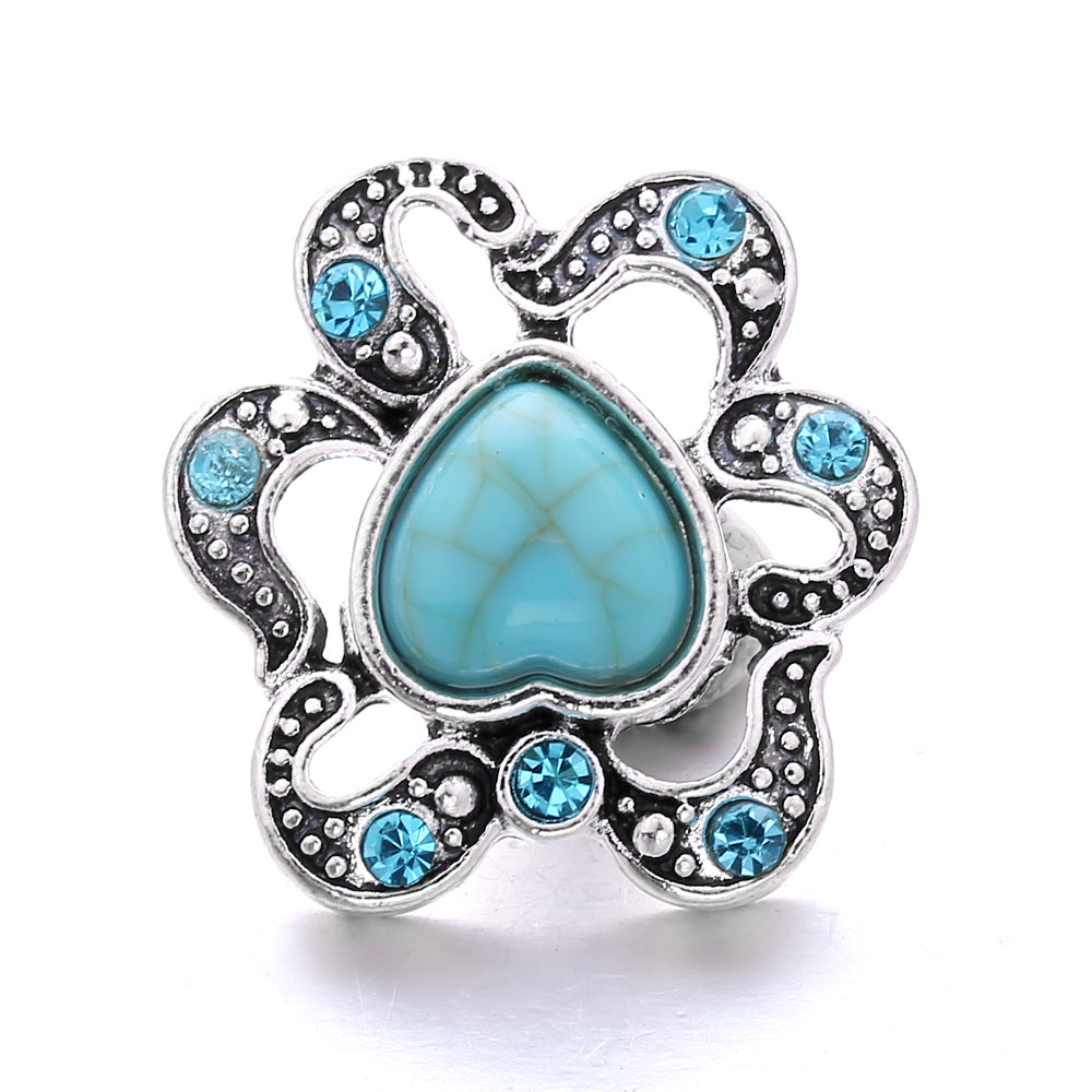 Turquoise Snap Button Charm 18mm Zinc Alloy Interchangeable Charms