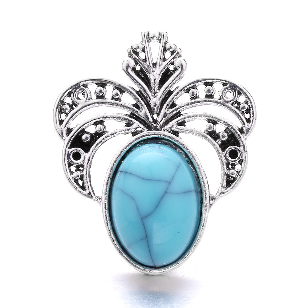 Turquoise Snap Button Charm 18mm Zinc Alloy Interchangeable Charms