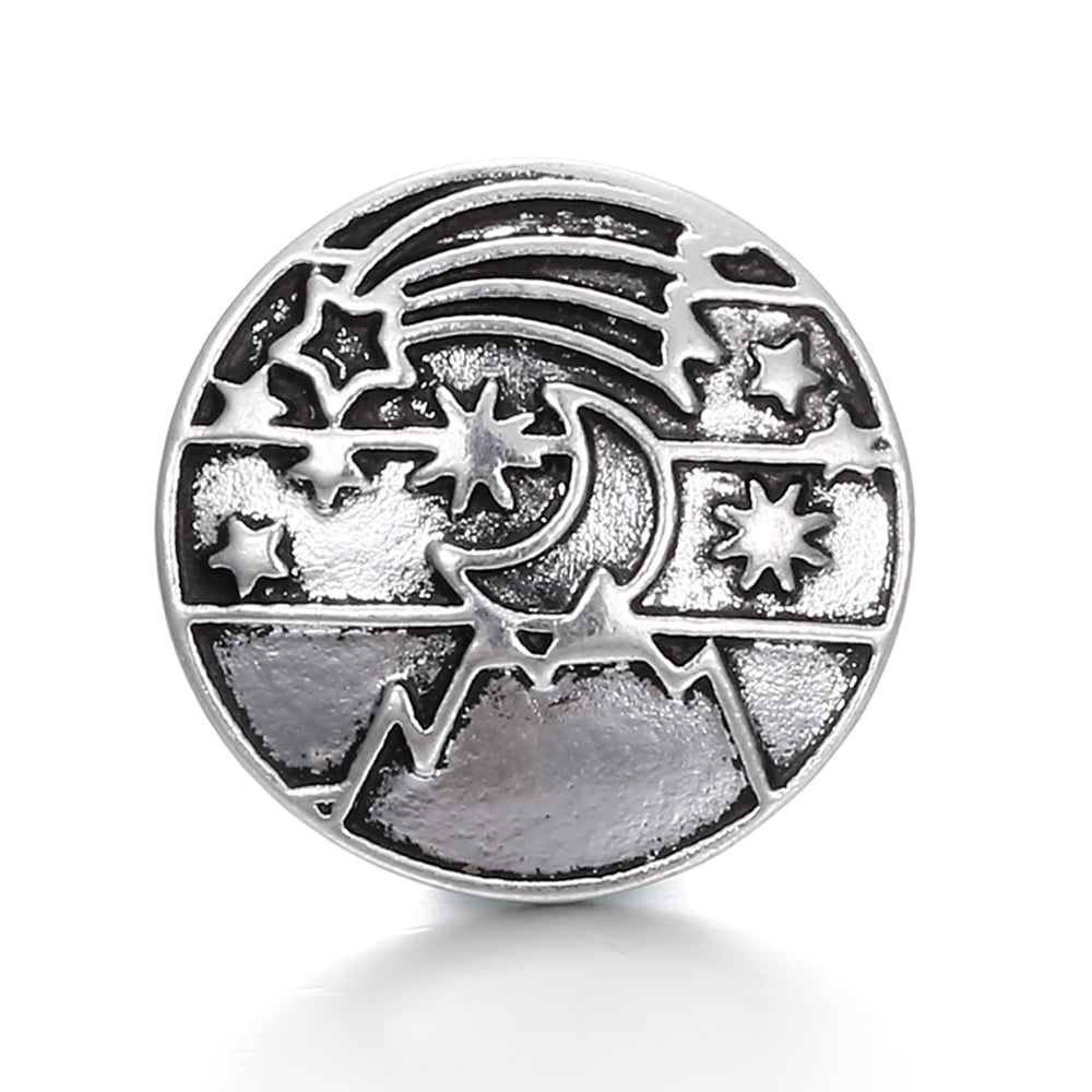 18mm Alloy Engraved Snap Charms Animal Floral and Sentimental Motifs