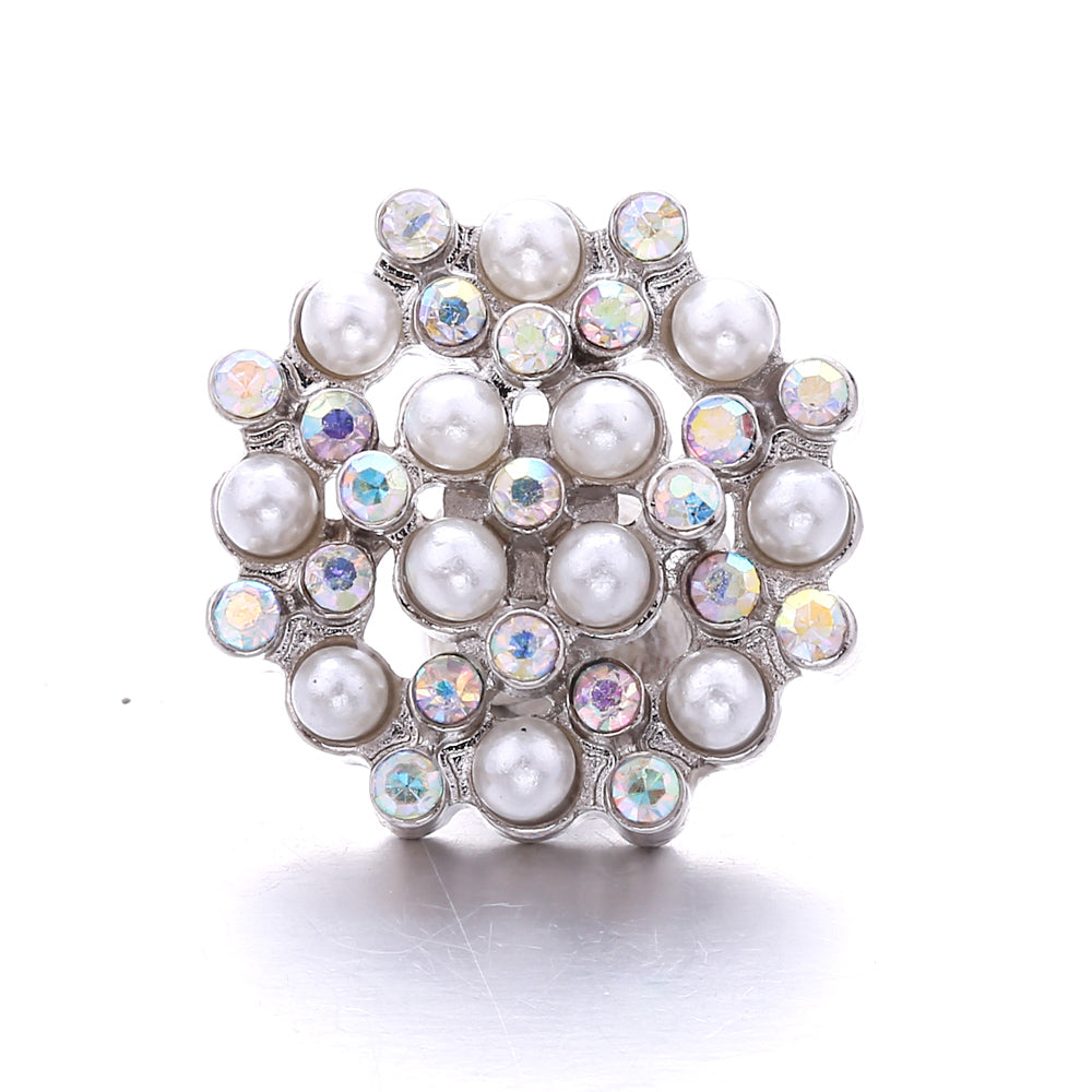 Shiny Rhinestone Inlaid 18mm Snap Button Charm Zinc Alloy Charms