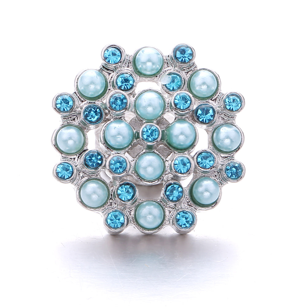 18mm Blue Rhinestone Interchangeable Snap Charm | Snap Jewelry